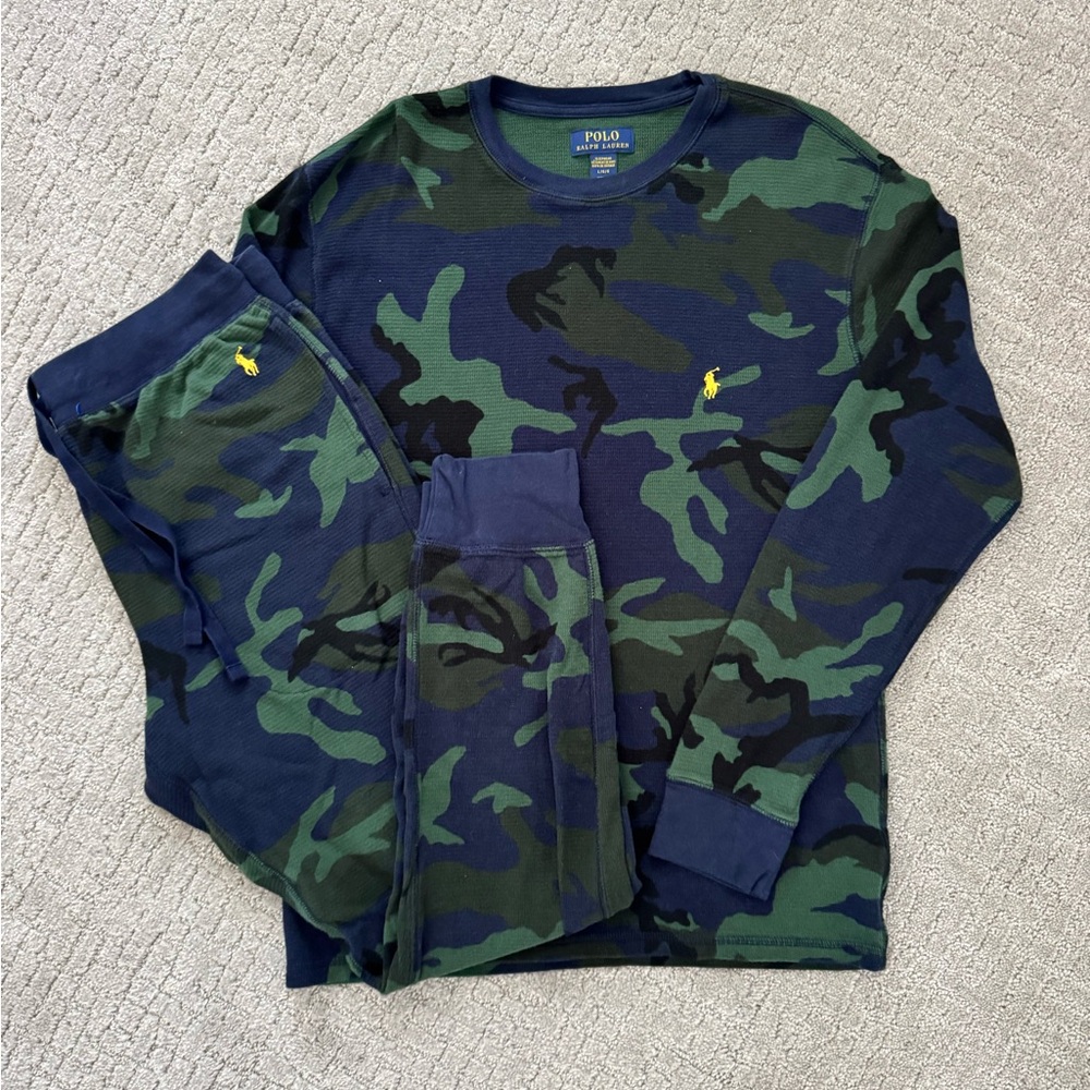 Ralph Lauren Green and Navy Camouflage Top